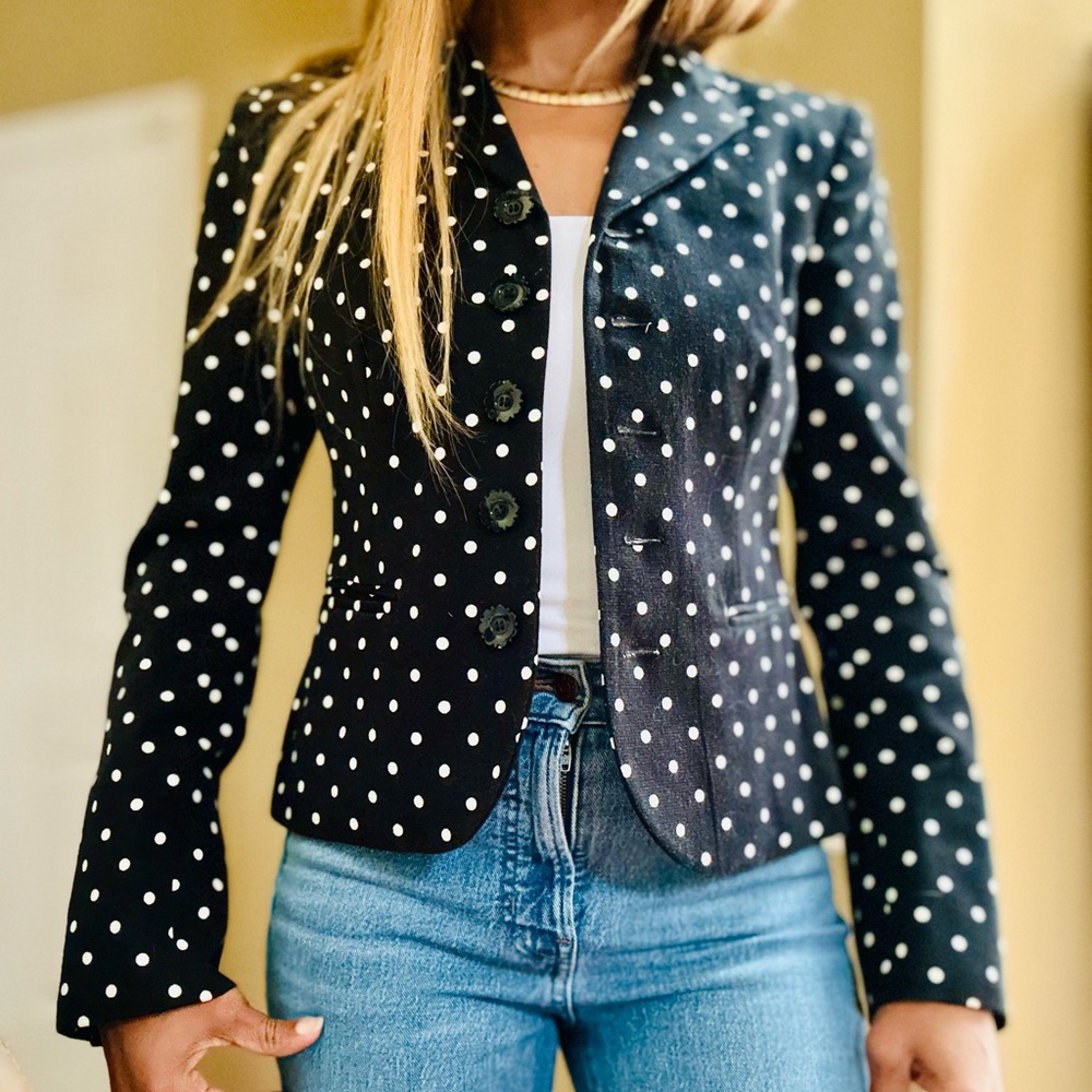 Vintage Moschino Cheap & Chic Black & White Polka Dot Blazer